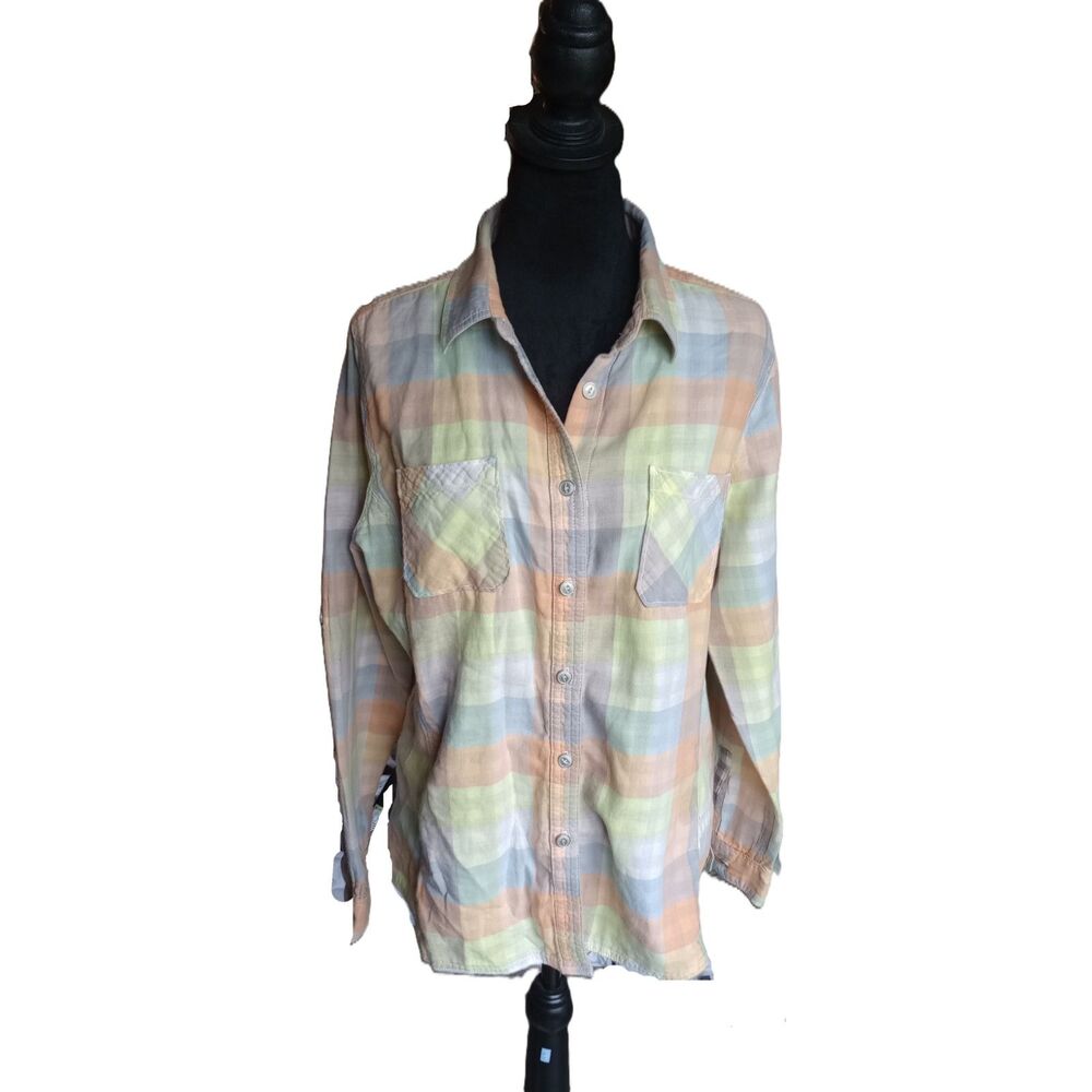 Woolrich Women's Size XLarge Pastel Plaid Lined Button Up Blouse